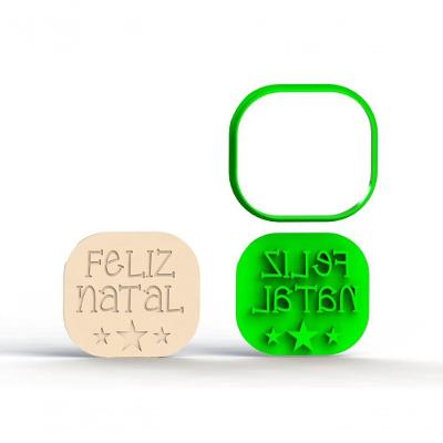 Cortador Biscoito Feliz Natal Cute (corta E Marca) Tamanho 7 Cm