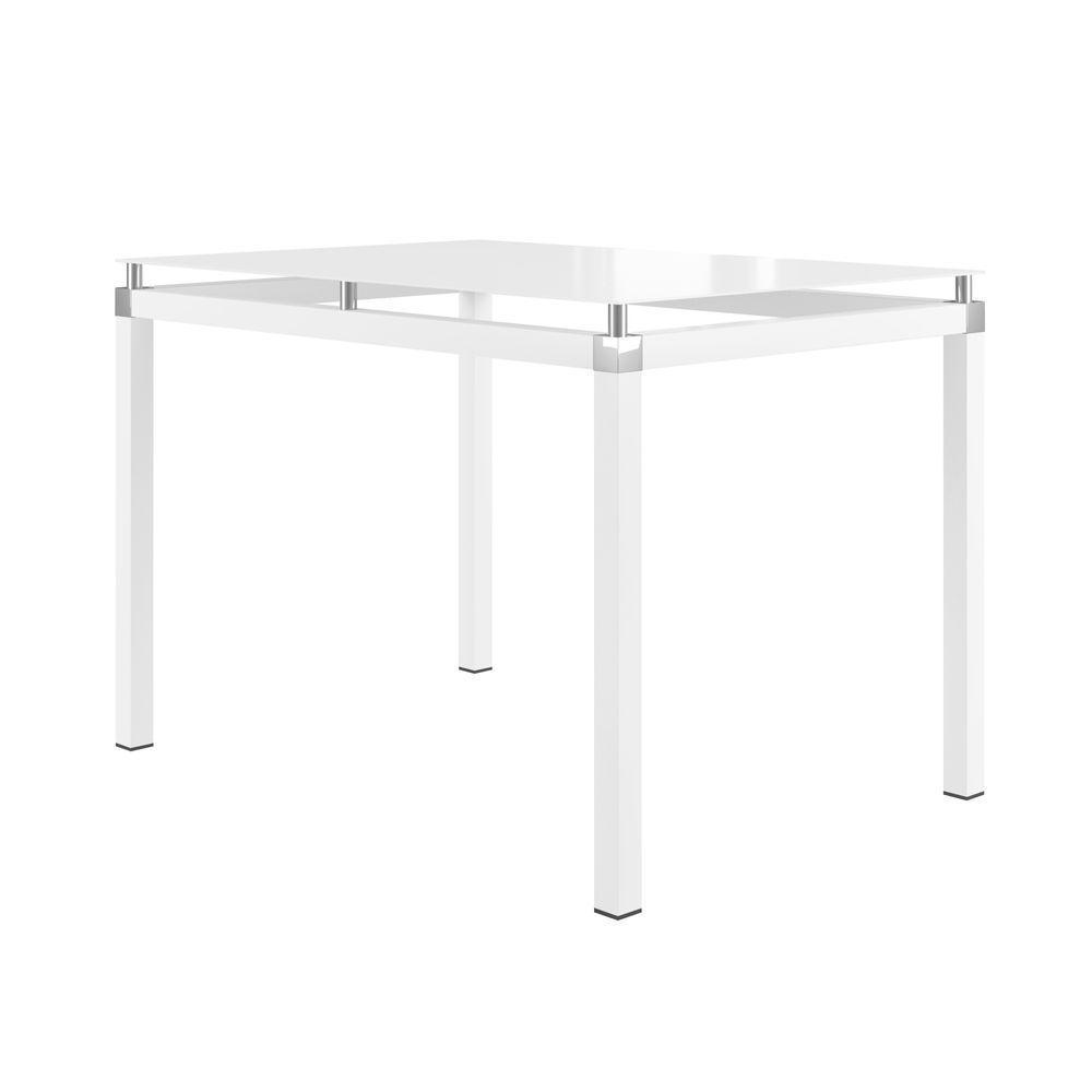 Conjunto Mesa De Jantar Com 4 Cadeiras 166 Malva Tampo Vidro 107cm Branco Assento Mosaico Silver - Combo Stock - 3