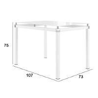 Conjunto Mesa De Jantar Com 4 Cadeiras 166 Malva Tampo Vidro 107cm Branco Assento Mosaico Silver - Combo Stock - 4