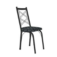 Conjunto Mesa De Jantar Com 4 Cadeiras 143 Malva Tampo Vidro 75cm Sf Preto Assento Mosaico Silver - Combo Stock - 2