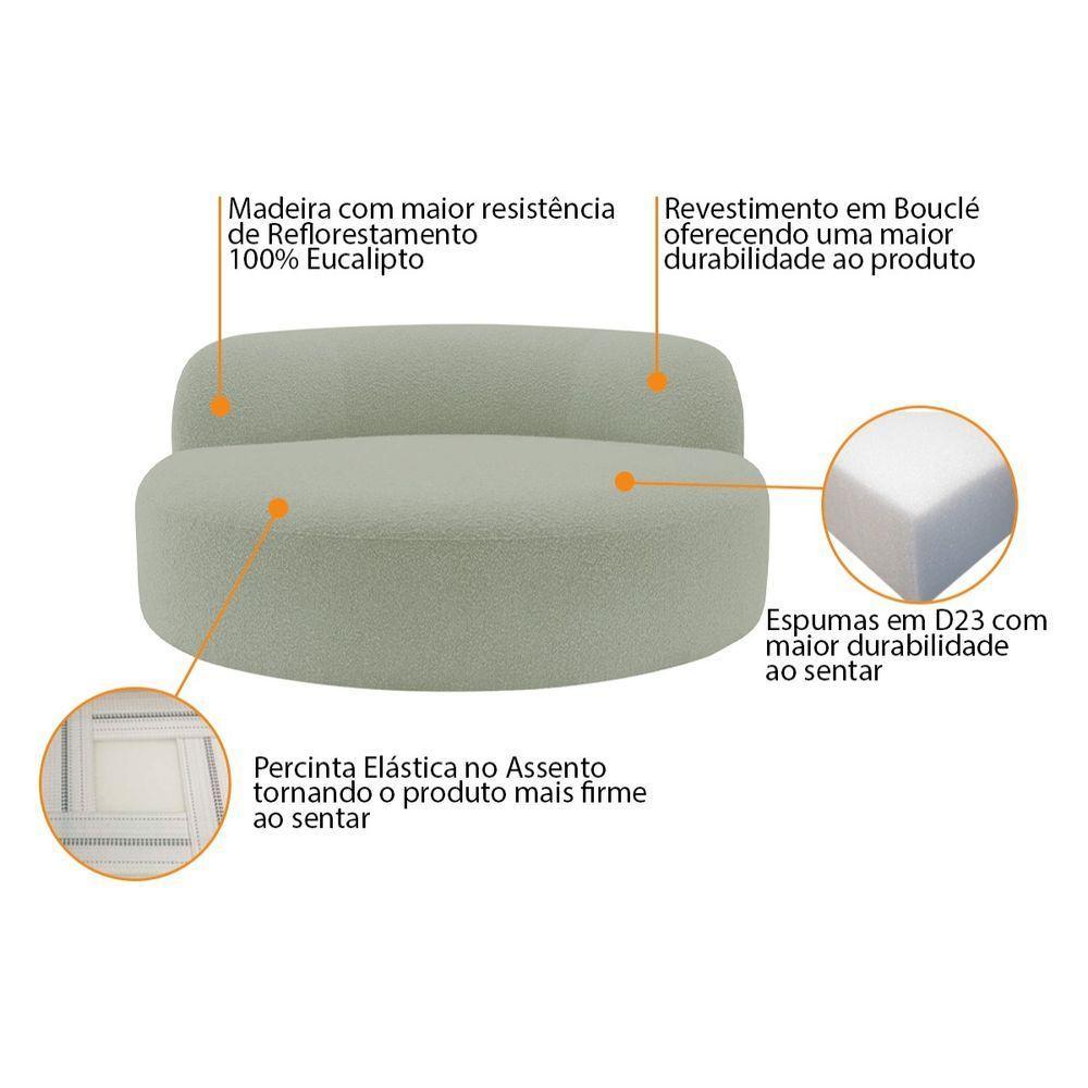 Poltrona Orgânica Chaise Rússia Bouclé - Doce Sonho Móveis Verde Oliva - 6