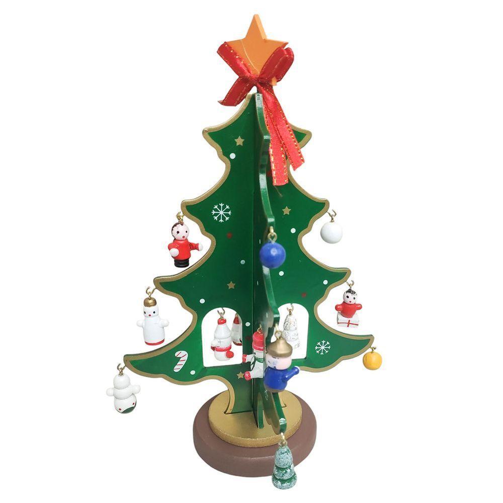 Mini Arvore De Madeira Com Enfeites Natal Natalino - 1