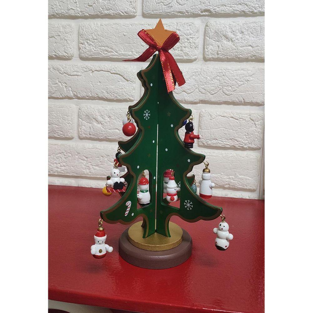 Mini Arvore De Madeira Com Enfeites Natal Natalino - 2