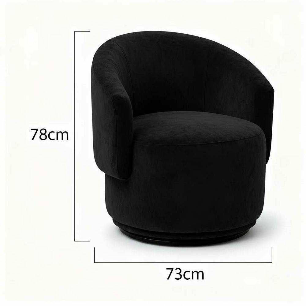 Poltrona Decorativa Giratória Sala De Estar Recepção Jasmine Bouclé Preto - 2
