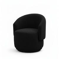 Poltrona Decorativa Giratória Sala De Estar Recepção Jasmine Bouclé Preto - 1