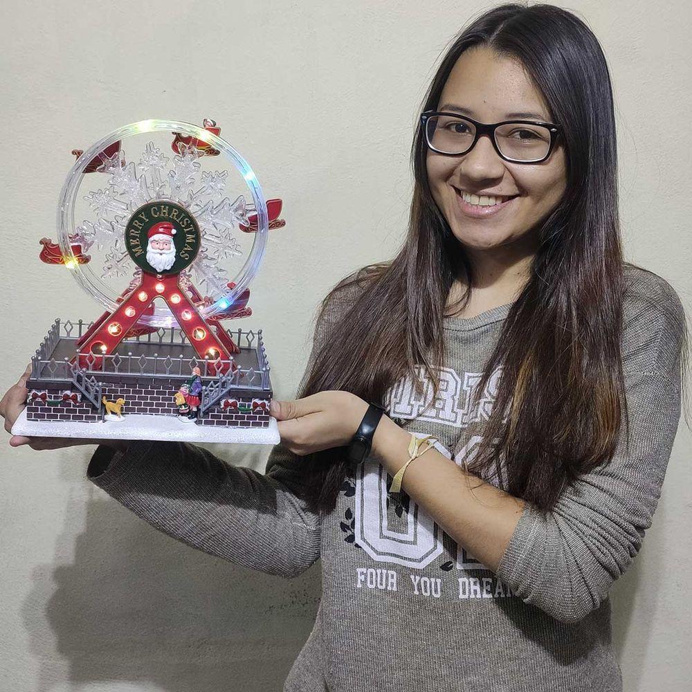 Roda Gigante Natal Natalino Papai Noel Som Movimento Led Cenario Natalino Decoraçao Fim De Ano Festa Comemoraçao - 5