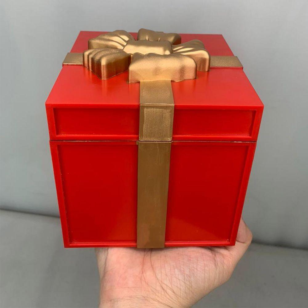 Caixa Presente Natal Natalino Papai Noel Abre E Fecha Musica Led Som Decoraçao Evento Festa Fim De Ano Enfeite Evento - 5