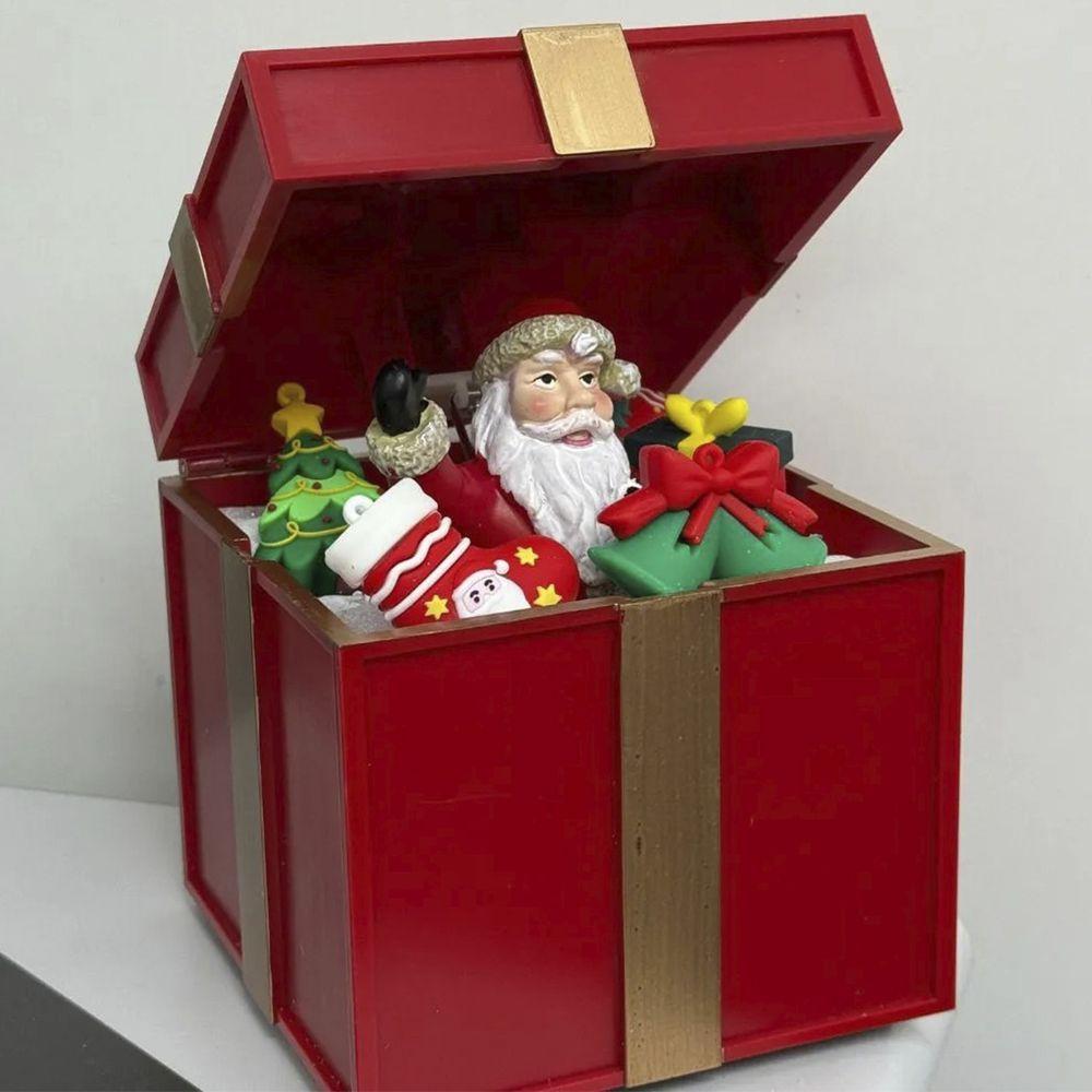 Caixa Presente Natal Natalino Papai Noel Abre E Fecha Musica Led Som Decoraçao Evento Festa Fim De Ano Enfeite Evento - 9
