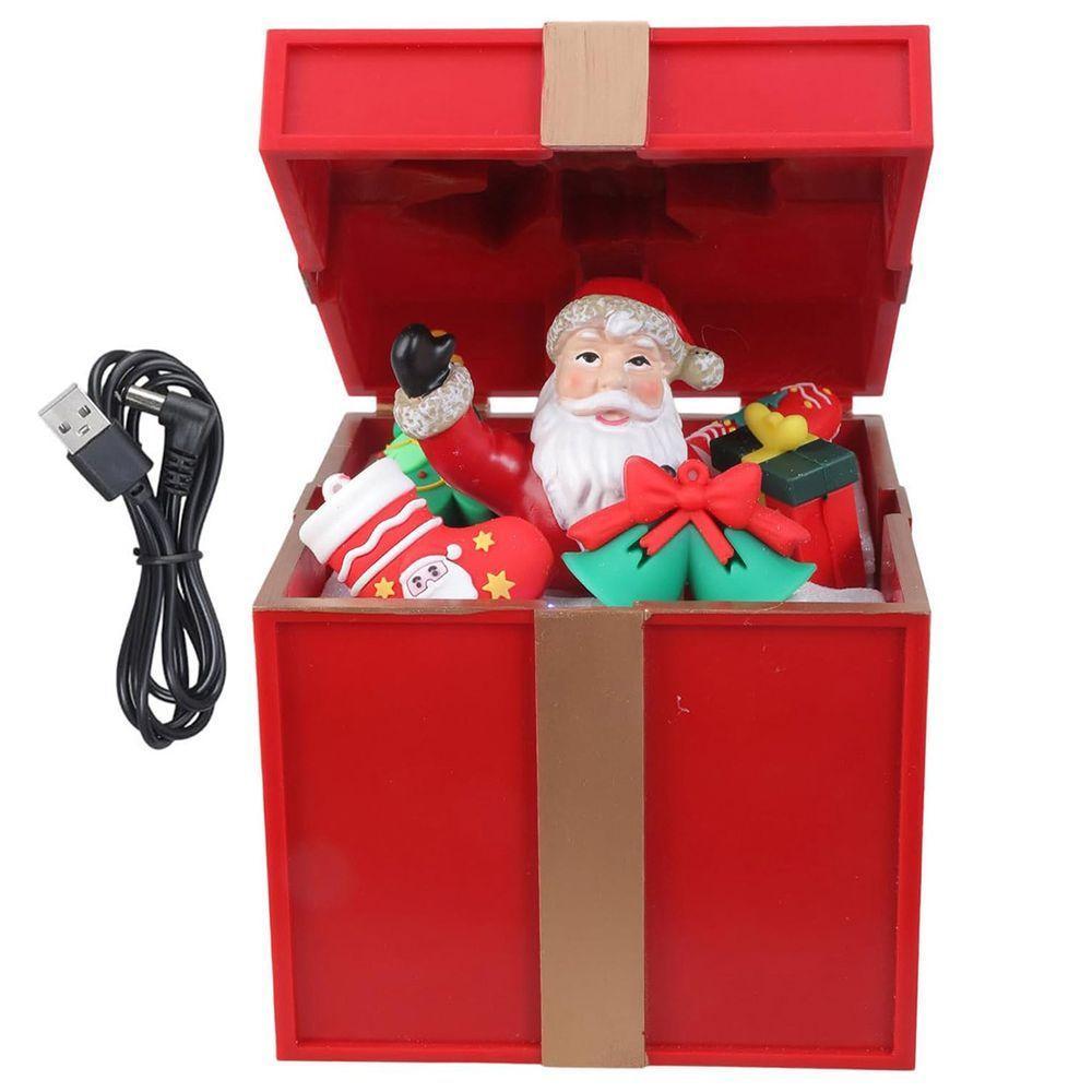Caixa Presente Natal Natalino Papai Noel Abre E Fecha Musica Led Som Decoraçao Evento Festa Fim De Ano Enfeite Evento - 10