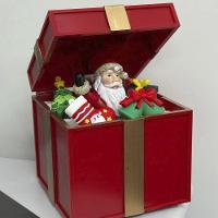 Caixa Presente Natal Natalino Papai Noel Abre E Fecha Musica Led Som Decoraçao Evento Festa Fim De Ano Enfeite Evento - 9