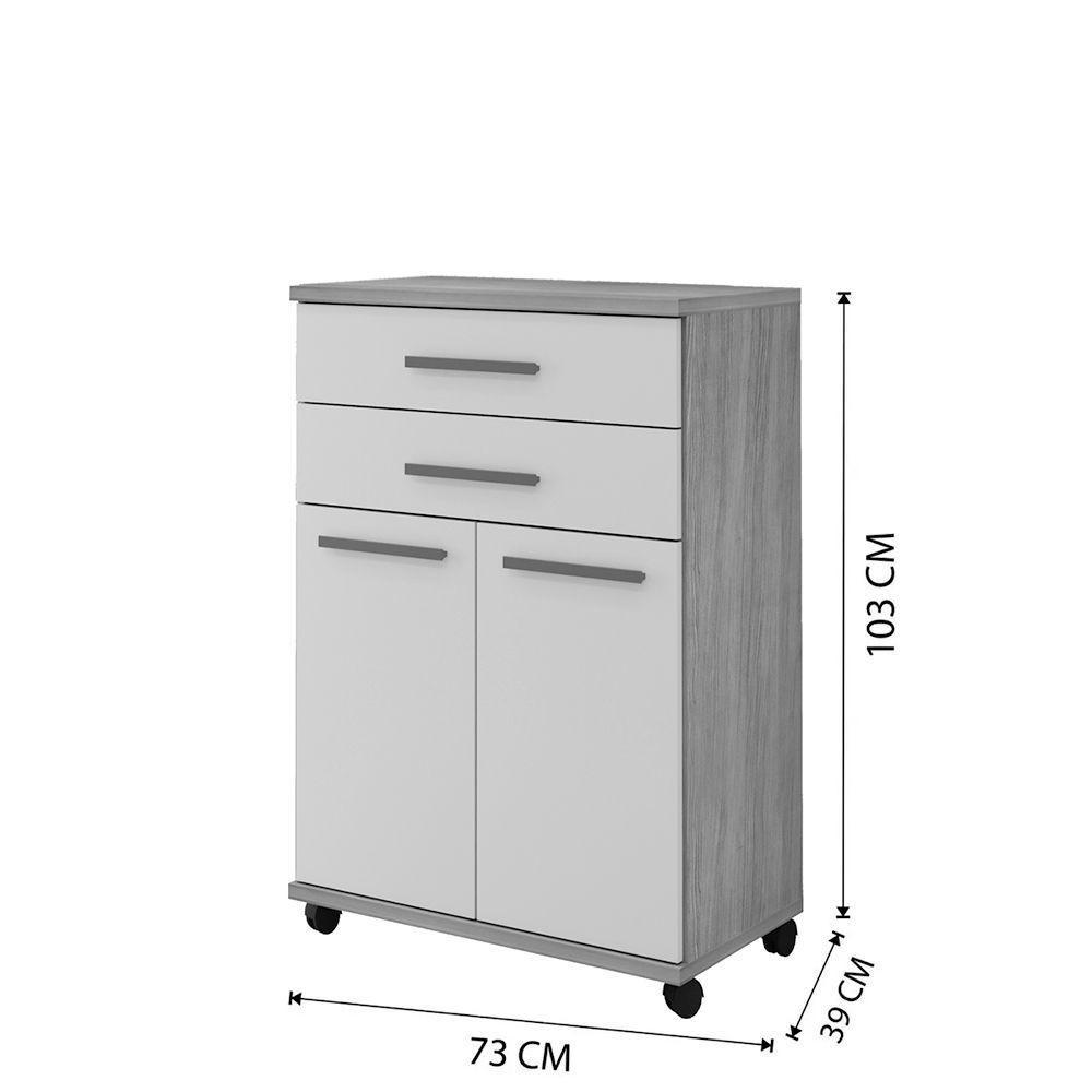 Balcão Mônaco 2 Gavetas 2 Portas Arte Móveis Cinamomo-grafite - 2