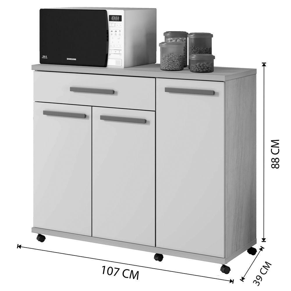 Balcão Parati Arte Móveis 03 Portas Cinamomo-grafite - 2