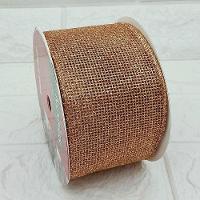 Rolos Fita Aramada Bronze Decoração Natal 6,3cm 9m Kit 2pçs - 2