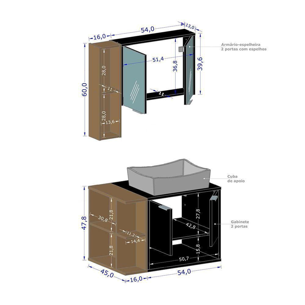 Gabinete Banheiro Star Cuba Dalla Torneira Dl08 E Valv Abs Titanium/naturale - 4