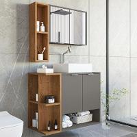 Gabinete Banheiro Star Cuba Dalla Torneira Dl08 E Valv Abs Titanium/naturale - 1