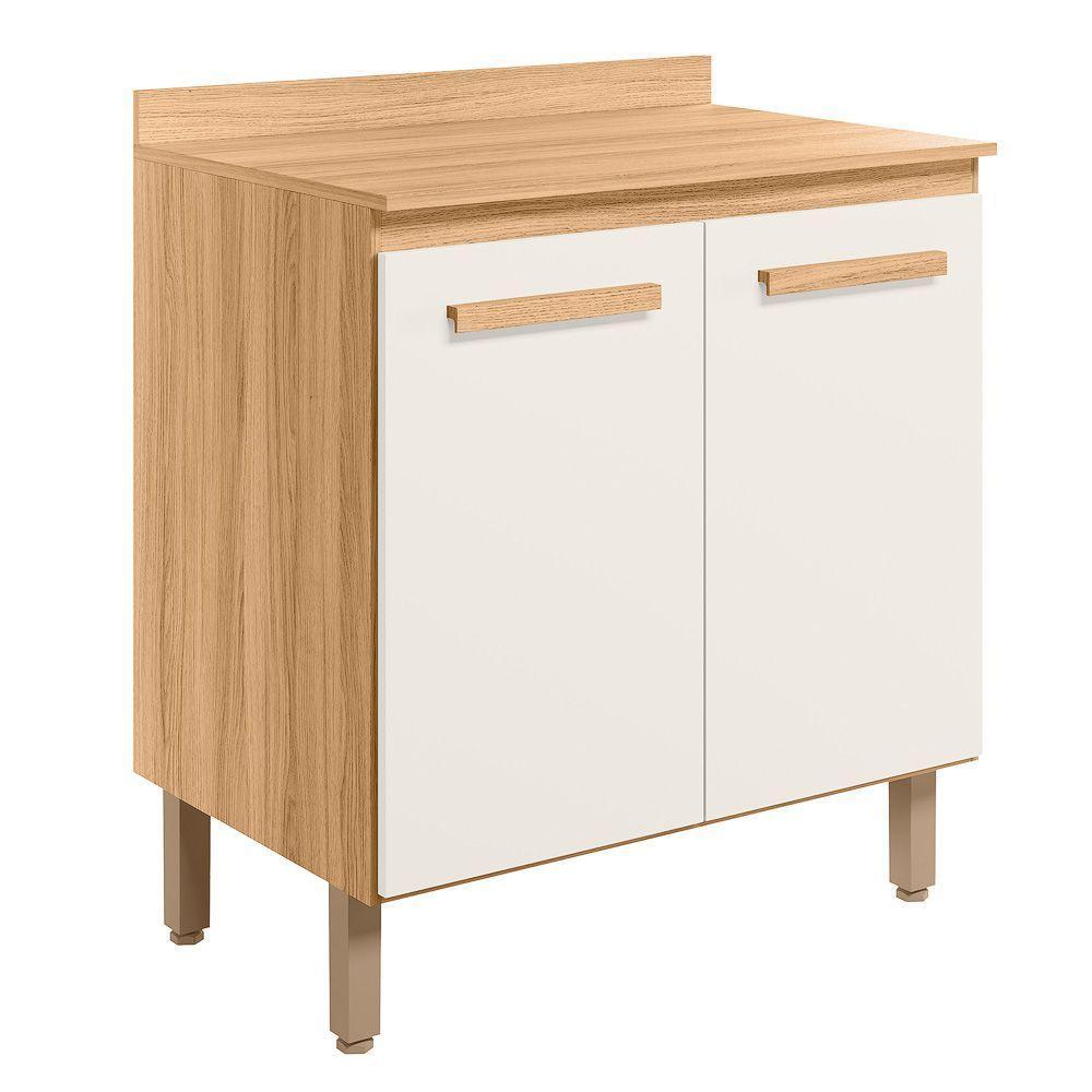 Balcão 2 Portas (com Tampo) 80cm Intenza - Ssx Multicoisas Freijo-off White Cristal - 1