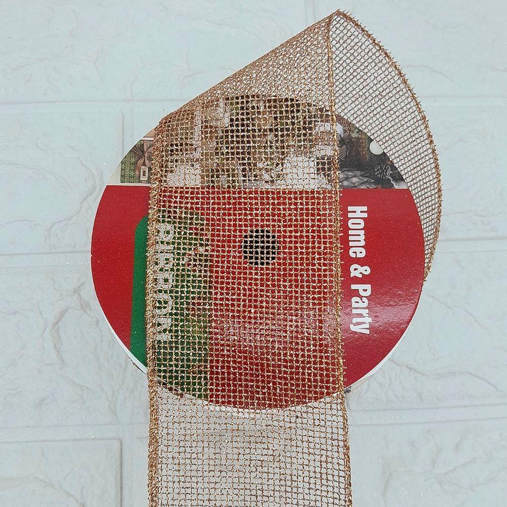 Rolos Fita Aramada Decoração Natal Bronze 6,3cm 9m Kit 10pçs - 3