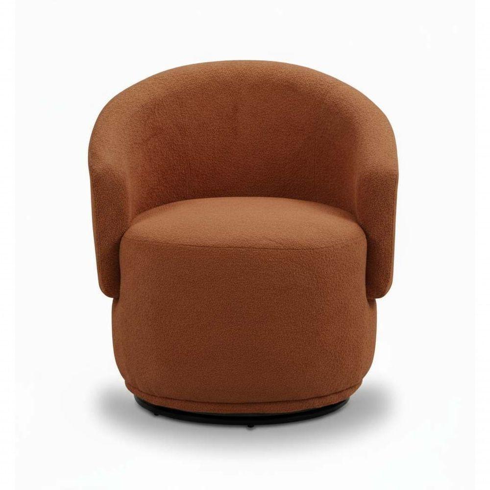 Poltrona Decorativa Giratória Sala De Estar Recepção Jasmine Bouclé Terracota - 2