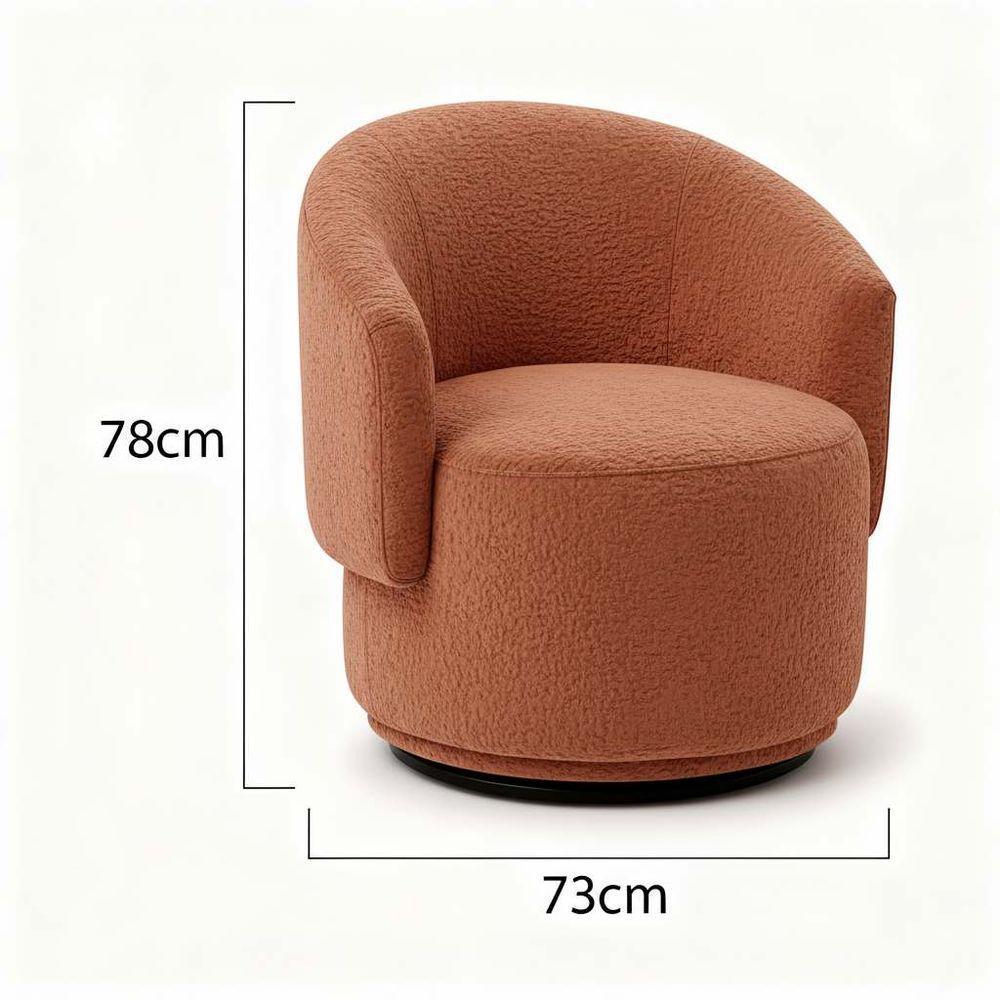 Poltrona Decorativa Giratória Sala De Estar Recepção Jasmine Bouclé Terracota - 3
