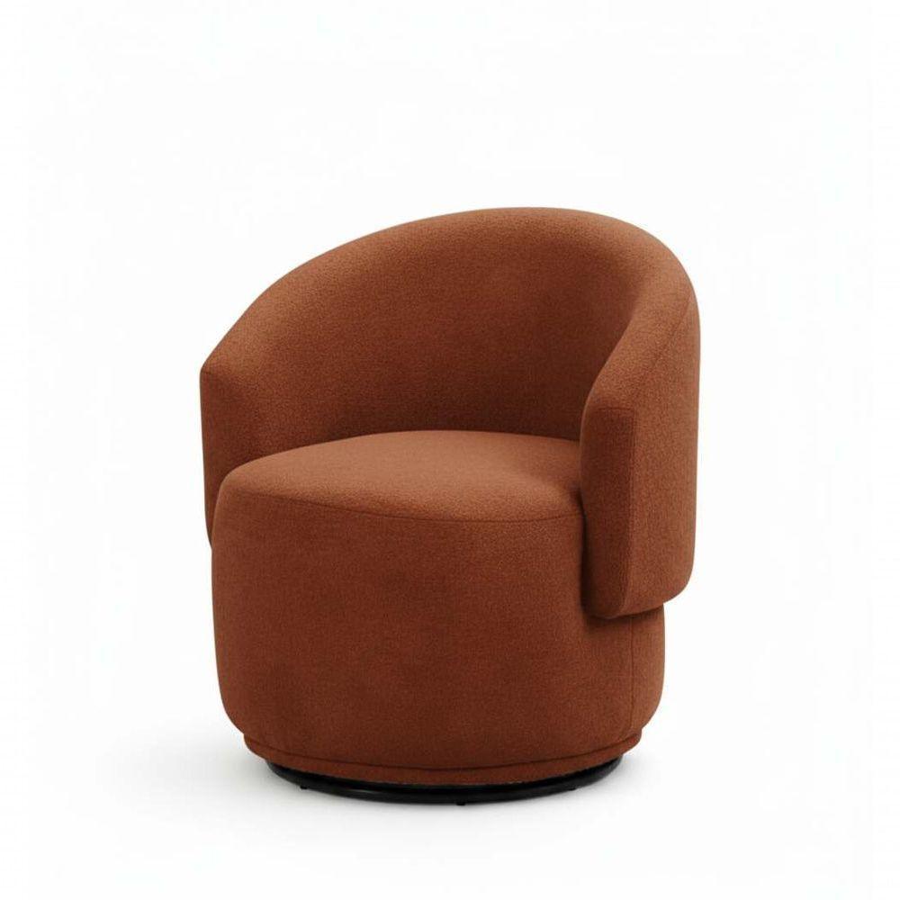 Poltrona Decorativa Giratória Sala De Estar Recepção Jasmine Bouclé Terracota - 4