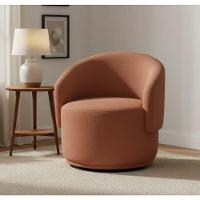 Poltrona Decorativa Giratória Sala De Estar Recepção Jasmine Bouclé Terracota - 1