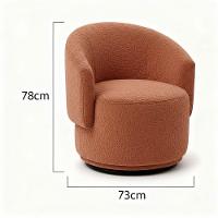 Poltrona Decorativa Giratória Sala De Estar Recepção Jasmine Bouclé Terracota - 3