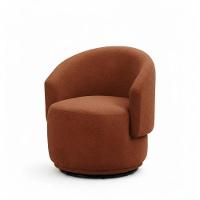 Poltrona Decorativa Giratória Sala De Estar Recepção Jasmine Bouclé Terracota - 4