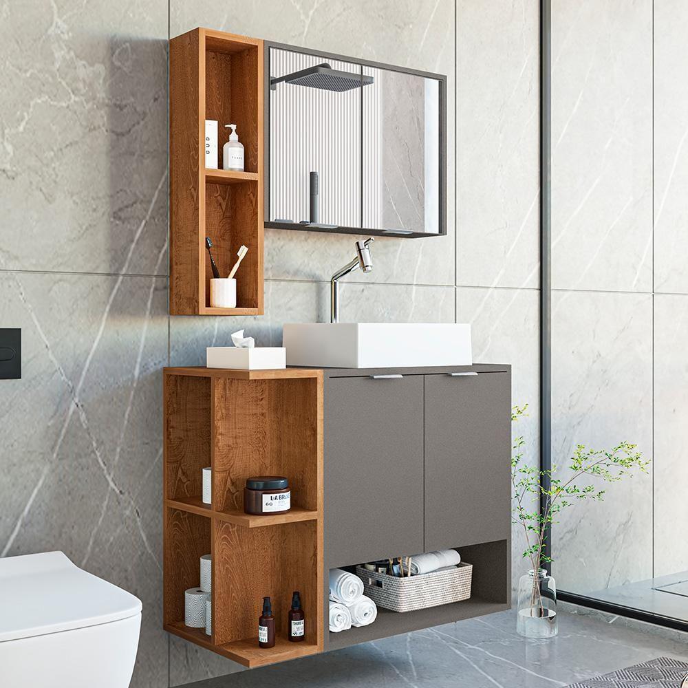 Gabinete Banheiro Star Cuba Dalla Torneira Dl08 Valv Click Titanium/naturale - 1