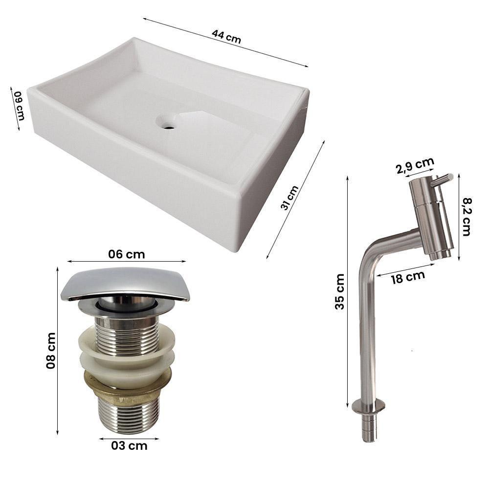 Gabinete Banheiro Star Cuba Dalla Torneira Dl08 Valv Click Titanium/naturale - 3