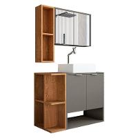 Gabinete Banheiro Star Cuba Dalla Torneira Dl08 Valv Click Titanium/naturale - 2