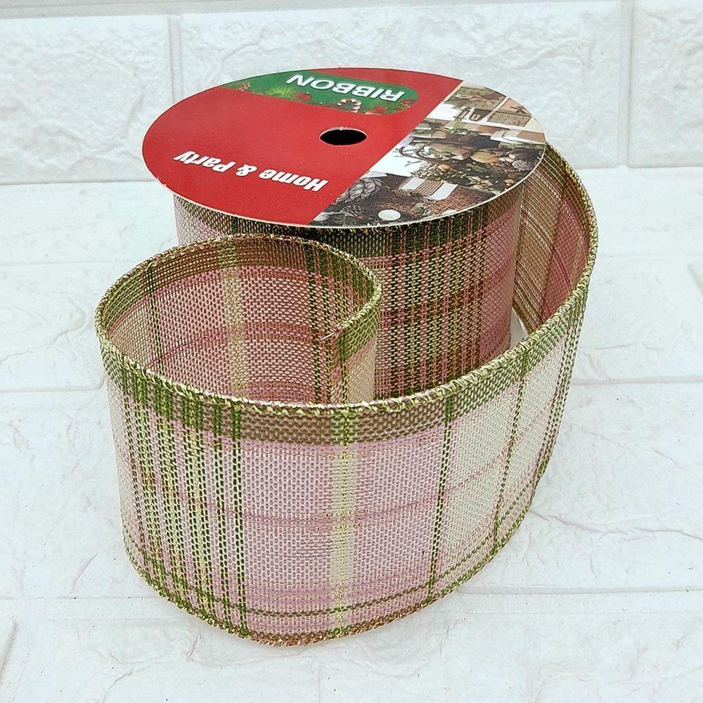 Rolos Fita Aramada Xadrez Decoração Natal 6,3cm 9m Kit 6pçs - 1