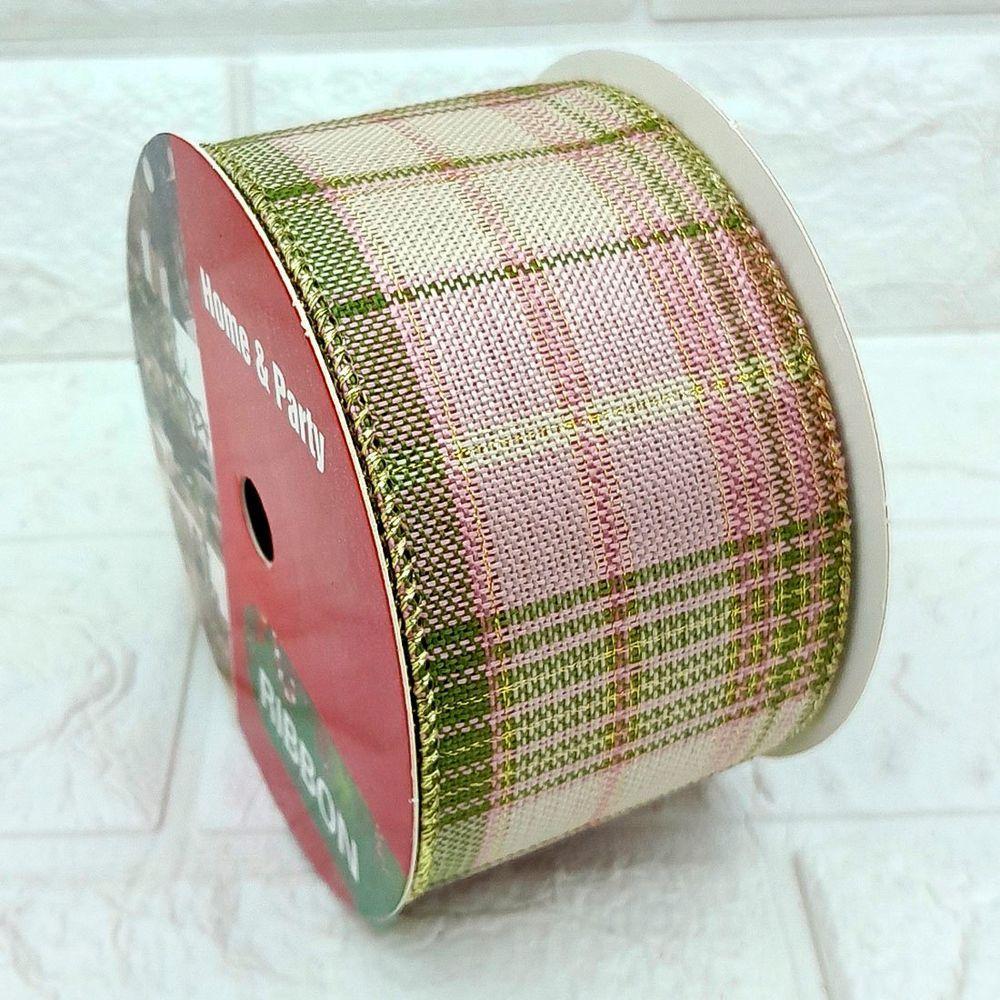 Rolos Fita Aramada Xadrez Decoração Natal 6,3cm 9m Kit 6pçs - 2