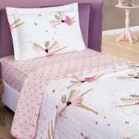 Enxoval Kit Colcha + Jogo De Cama Lençol Bouti Solteiro Infantil Kids 4 Peças 100% Poliéster - Bailarina - 3
