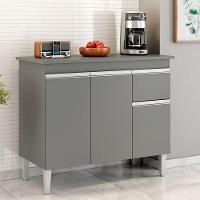 Balcão Gabinete De Pia Sem Tampo Tatiane 100cm 3 Portas 1 Gaveta - Ssx Multicoisas Cinza - 1