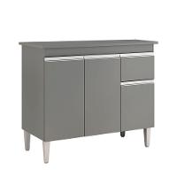 Balcão Gabinete De Pia Sem Tampo Tatiane 100cm 3 Portas 1 Gaveta - Ssx Multicoisas Cinza - 2