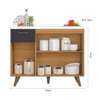 Balcão Para Pia 3 Portas 1 Gaveta (sem Tampo) 105cm Olinda Freijo Uv Grafite Acetinado - Ssx Multicoisas - 4