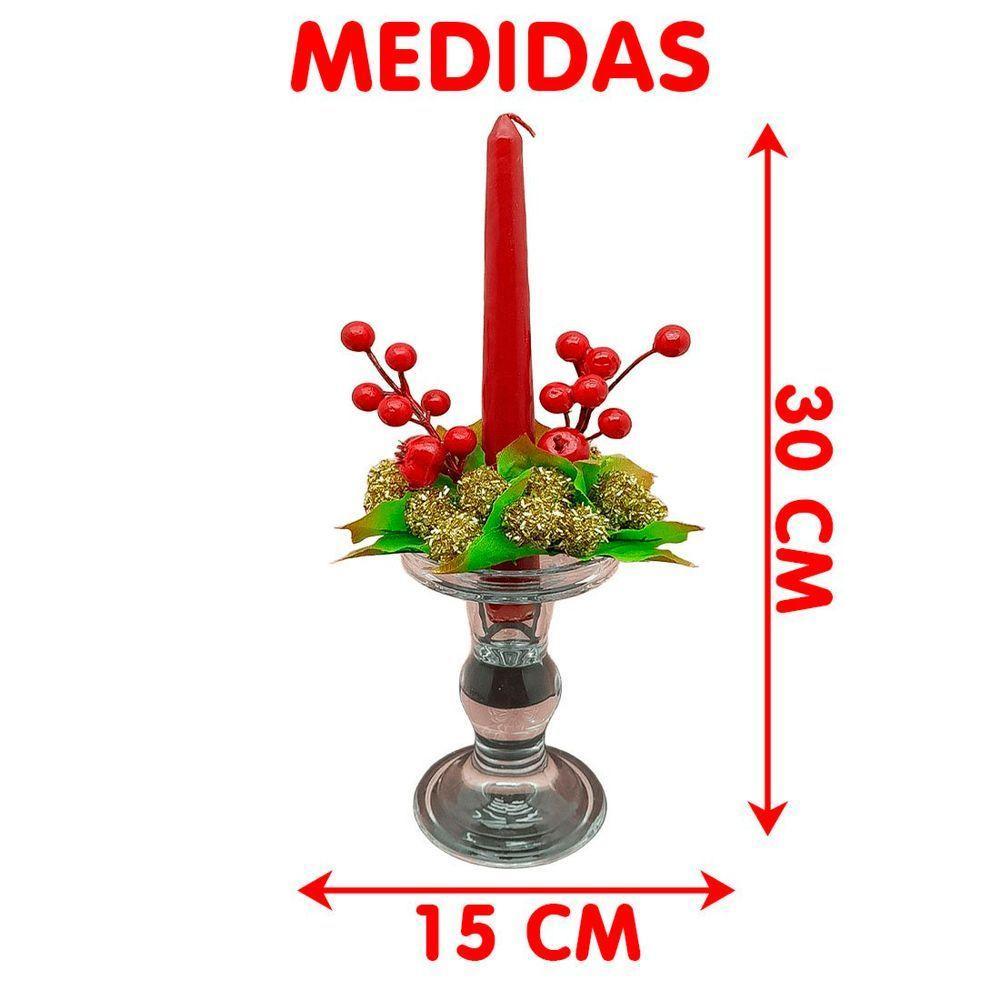 Castiçal Aparador Porta Vela Arranjo Centro Mesa Natal 30cm A - 4