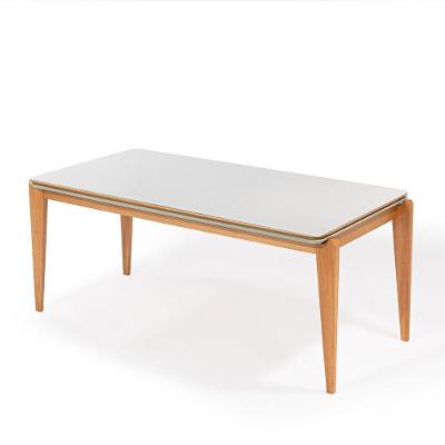 Mesa De Jantar Retangular Oliva Com Tampo De Vidro 160cm E 180cm 160cm Verniz Avelã