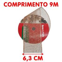 Rolos Fita Aramada Bronze Decoração Natal 6,3cm 9m Kit 4pçs - 4