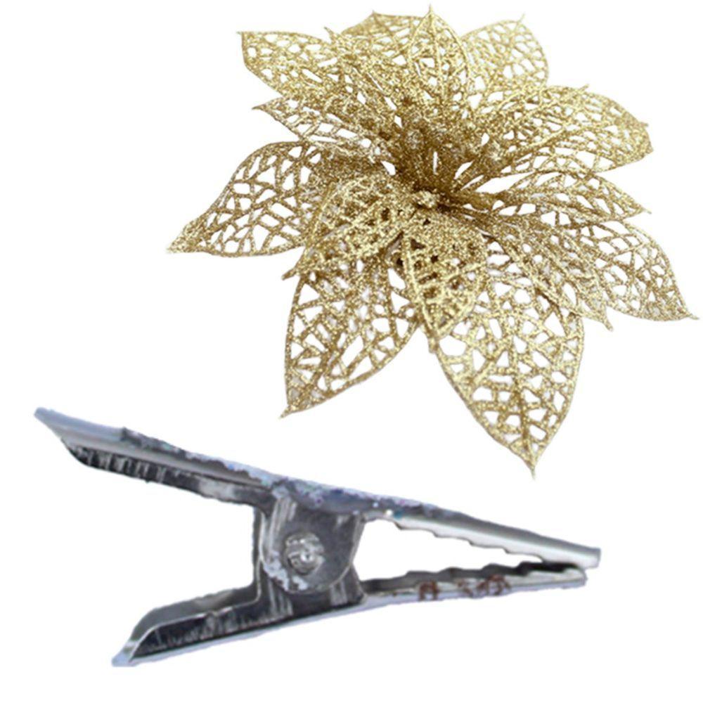 Pendentes Flores Borboletas Dourado Enfeite Natal Kit 10pçs - 4