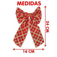 Laço Pendente Natal Vermelho Gliter Dourado 16x24cm Kit 6pçs - 4