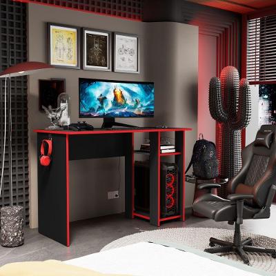 Mesa Escrivaninha Gamer Slim Com Suporte Para Cpu Preto/vermelho