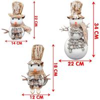 Bonecos De Neve Cartola Enfeite Natalino Em Isopor Kit 3pçs - 6