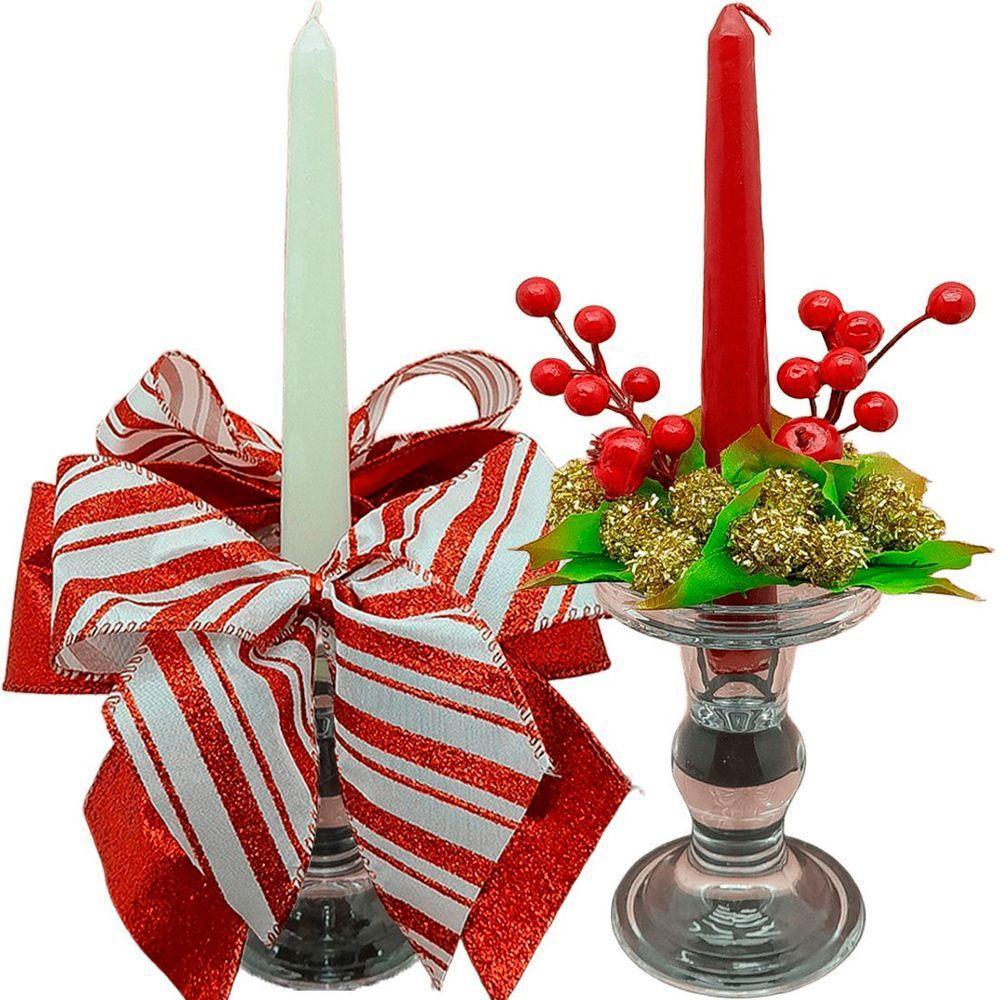 Castiçal Aparador Porta Vela Arranjo Centro Mesa Natal 30cm B - 4