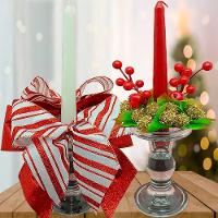 Castiçal Aparador Porta Vela Arranjo Centro Mesa Natal 30cm B - 5