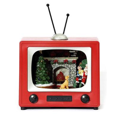 Enfeite Televisao Natal Papai Noel Natalino Cachorro Arvore Decoraçao Estante Mesa Tv Retro Vintage Fim De Ano Festa