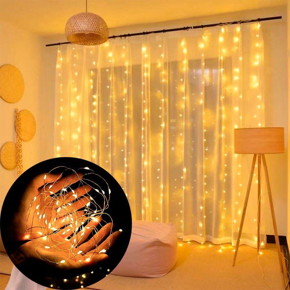 Pisca Cascata Fio De Fada Natal 600 Leds Amarelo 3x3m 220v - 2