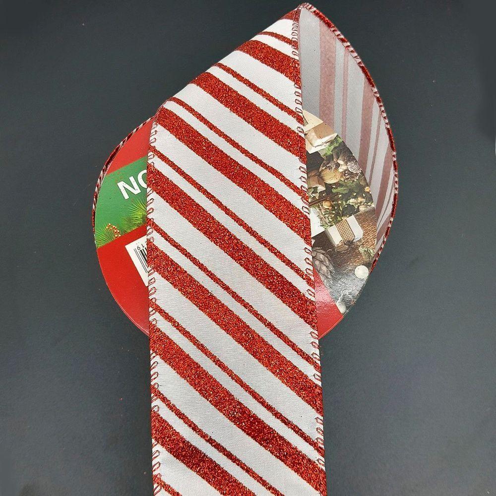 Rolos Fita Aramada Enfeite Natal Listrada 6,3cm 9m Kit 4pçs - 3