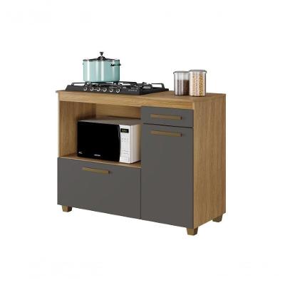 Balcão Para Cooktop 4 Bocas Cronos Arte Móveis Cinamomo-grafite