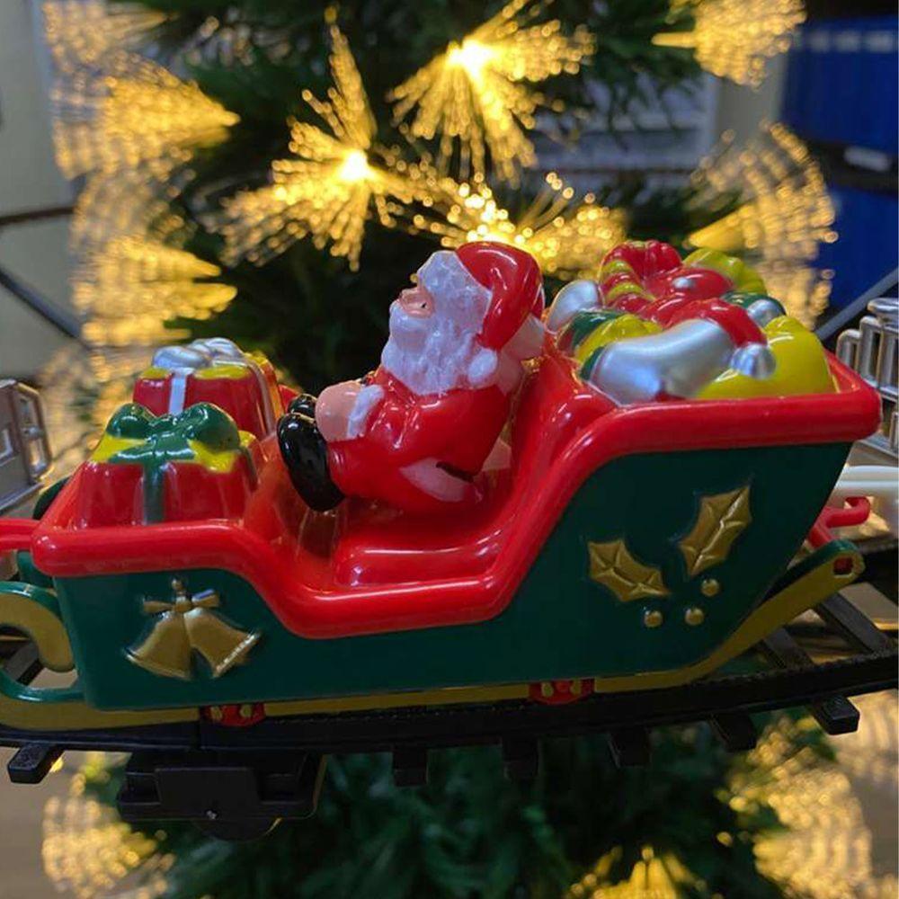 Trenzinho Giratorio Natal Arvore Natalina Musica Led Som Vitrine Cenario Loja Casa Hall Entrada Locomotiva Maria Fumaça - 2